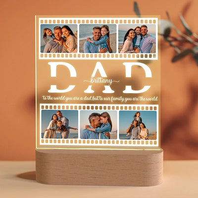 Custom Photo Frame Night Light for Dad - Multiple Photo Upload