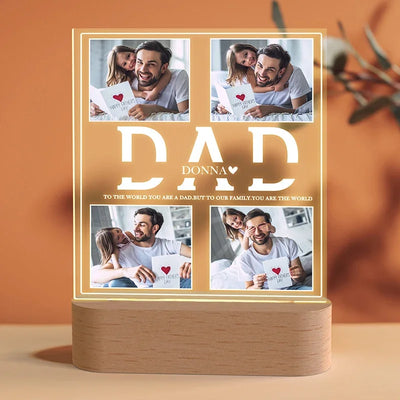 Custom Photo Frame Night Light for Dad - Multiple Photo Upload