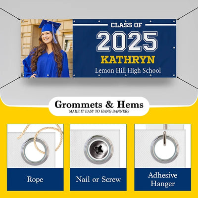 Custom Photo Graduation Banner with School Name