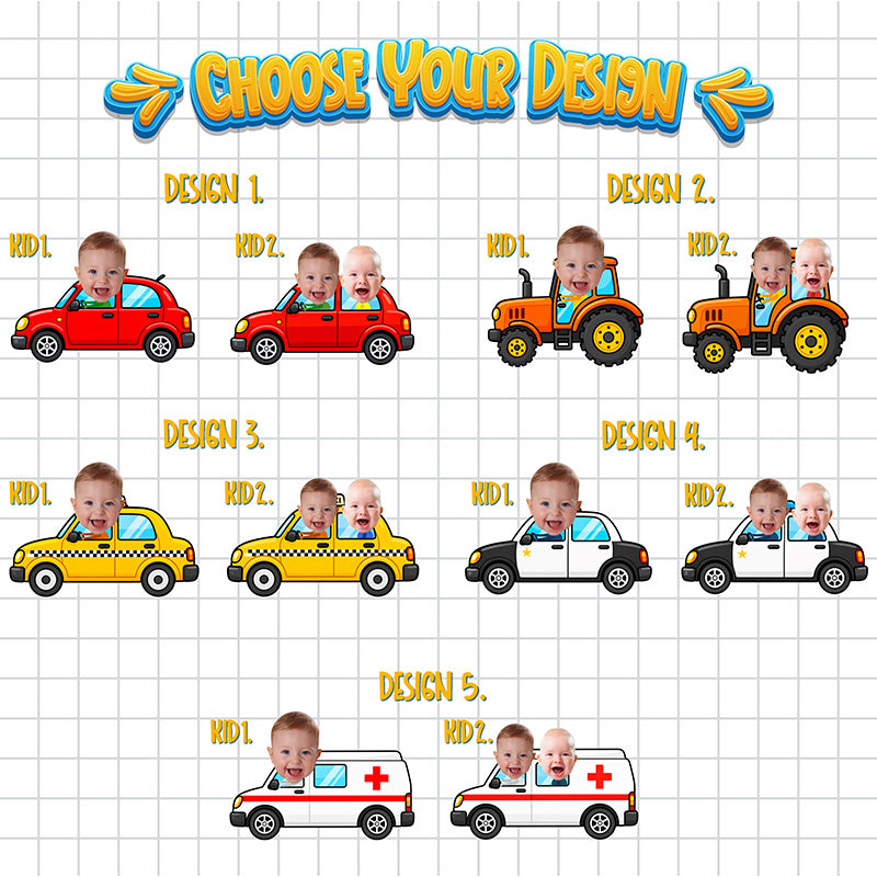 Custom Photo Kids Face Car, Truck, Train Gift Vehicle Magnet