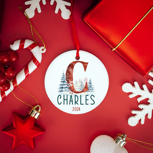 Custom Red Letter Ornament - #1 Christmas Store - GiftShire