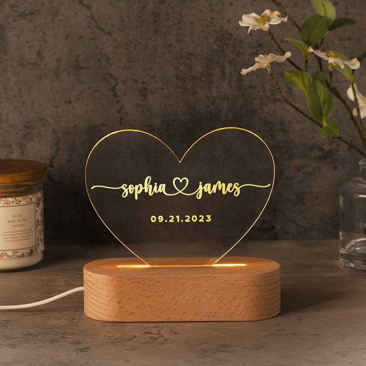 Custom Romantic Gifts for Valentine’s Day – Heart Shape Night Light