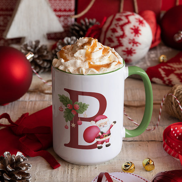 Custom Santa Initial Christmas Mug - 11oz & 15oz Ceramic