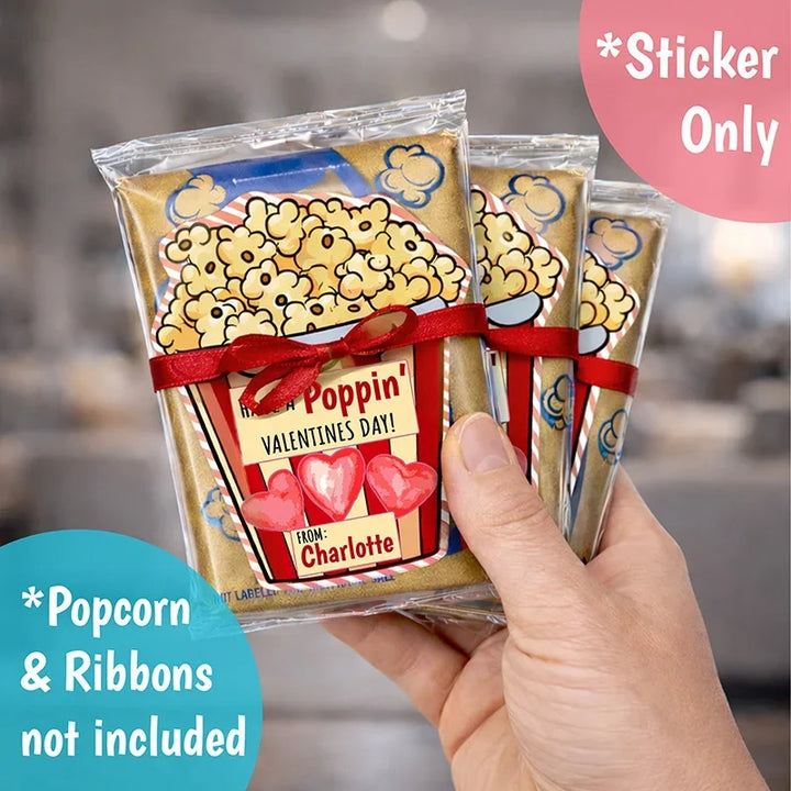 Custom Set of 6 Popcorn Stickers – Valentine’s Day Packaging Stickers ...