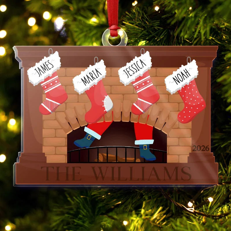 Custom Stocking Ornament With Fireplace