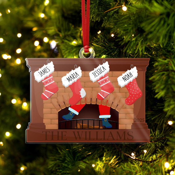Custom Stocking Ornament With Fireplace