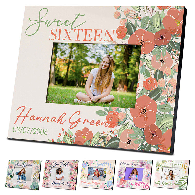Custom Sweet 16 Picture Frames – Floral Design – GiftShire
