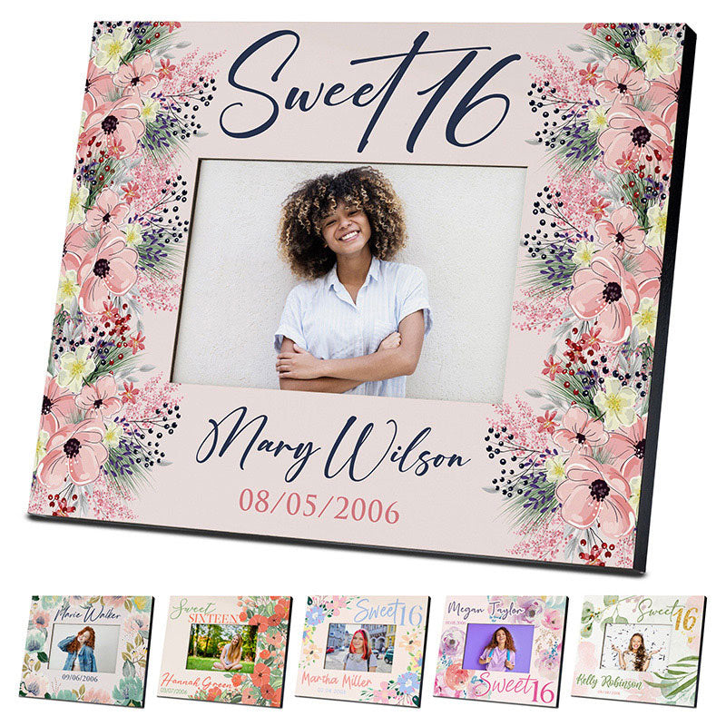 Custom Sweet 16 Picture Frames – Floral Design – GiftShire