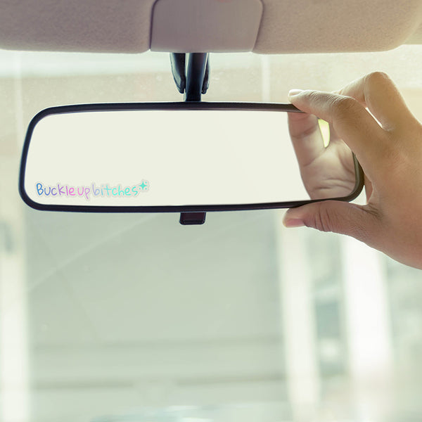 Custom Text Car Mirror Sticker – Vinyl & Durable