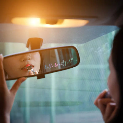 Custom Text Car Mirror Sticker – Vinyl & Durable