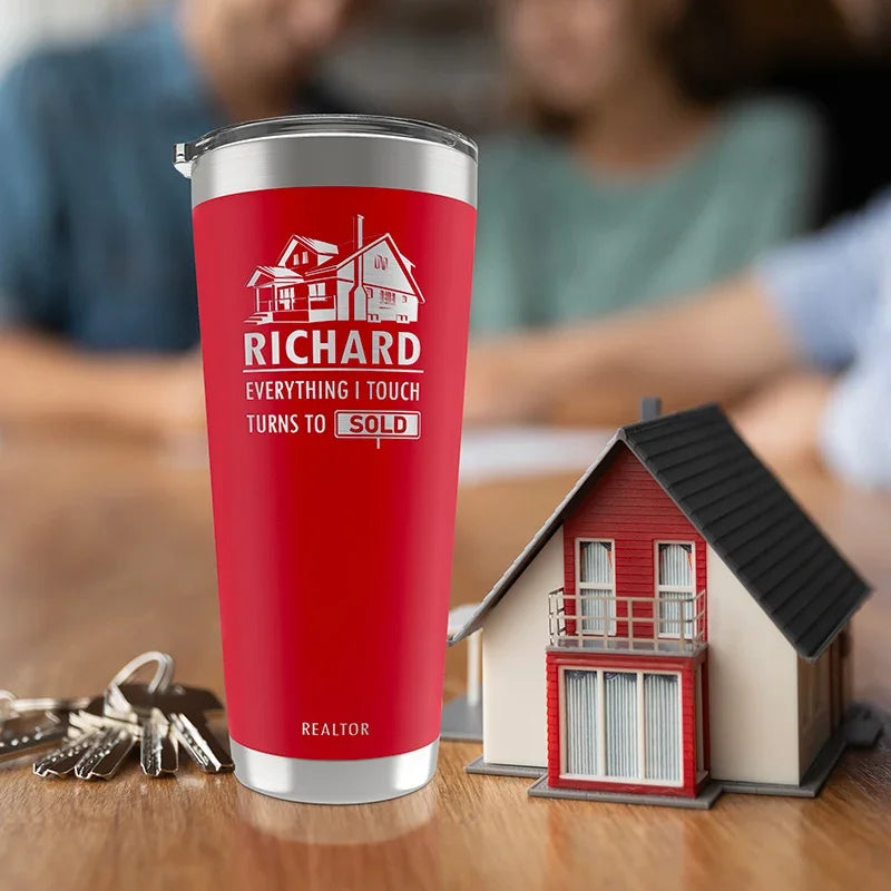 Custom Tumbler Gift for Realtors with Real Estate Agent Logo - GiftShire