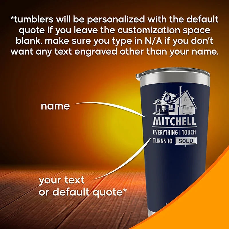 Custom Tumbler Gift for Realtors with Real Estate Agent Logo - GiftShire