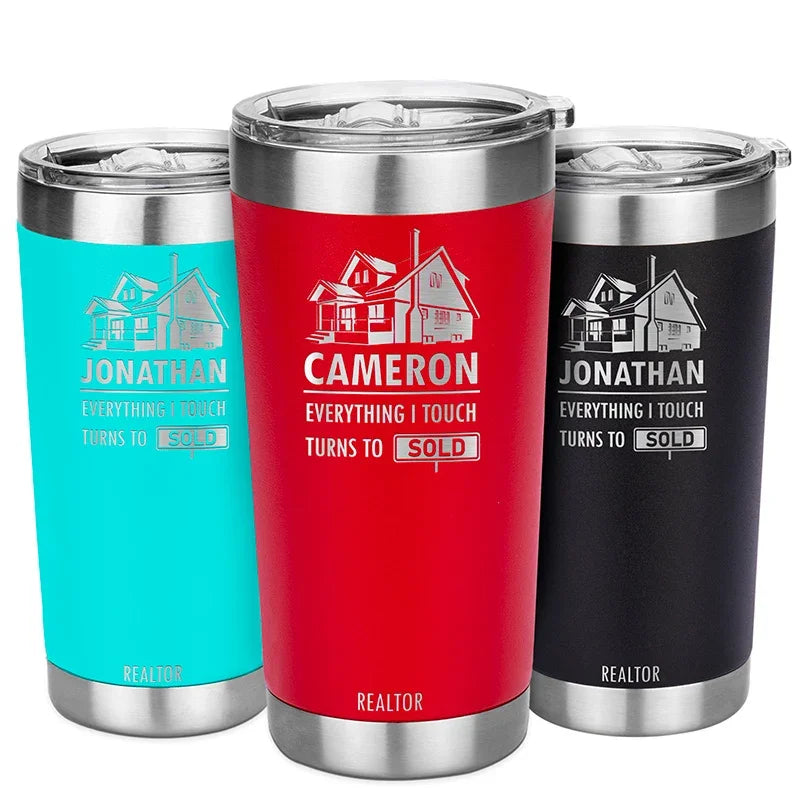Custom Tumbler Gift for Realtors with Real Estate Agent Logo - GiftShire
