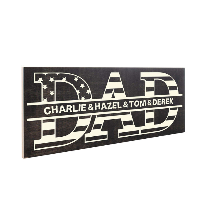 Custom Wood Sign Gifts for Dad - Personalized Flag Design Sign, Gift for Him - GiftShire