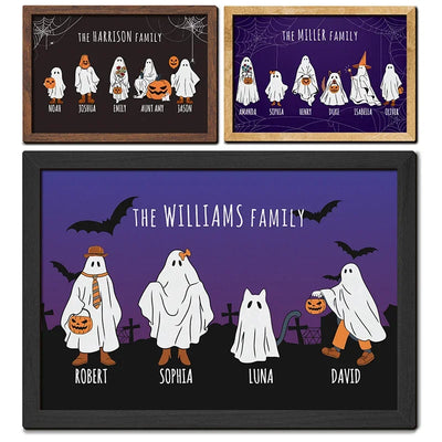 Custom Wooden Frame Ghost Family Sign - GiftShire