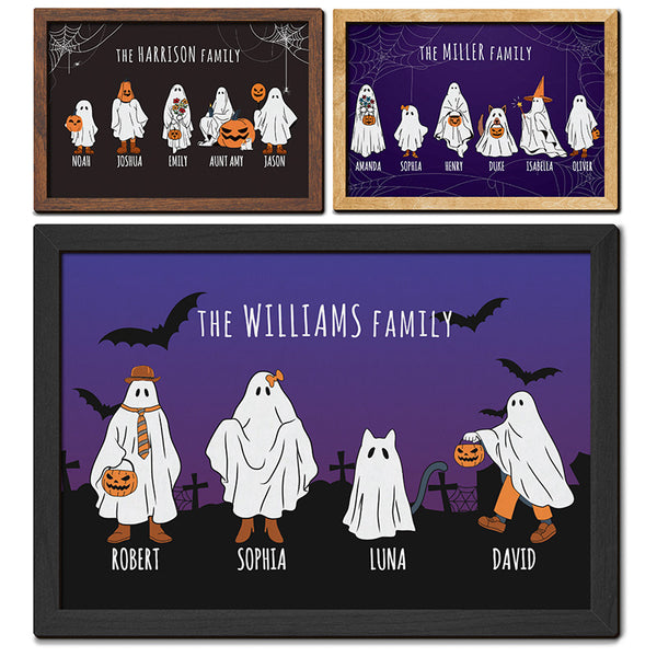 Custom Wooden Frame Ghost Family Sign - GiftShire