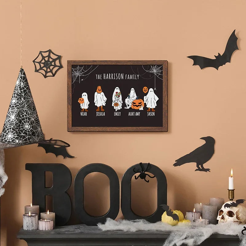 Custom Wooden Frame Ghost Family Sign - GiftShire