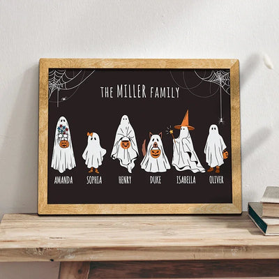 Custom Wooden Frame Ghost Family Sign - GiftShire
