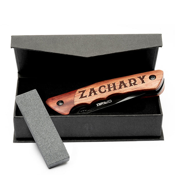 Custom Wooden Handled Knife with Name Engraved by Ozkurt - GiftShire