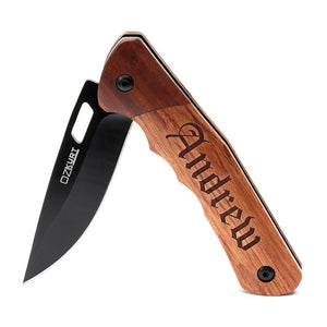 Custom Wooden Handled Knife with Name Engraved by Ozkurt - GiftShire