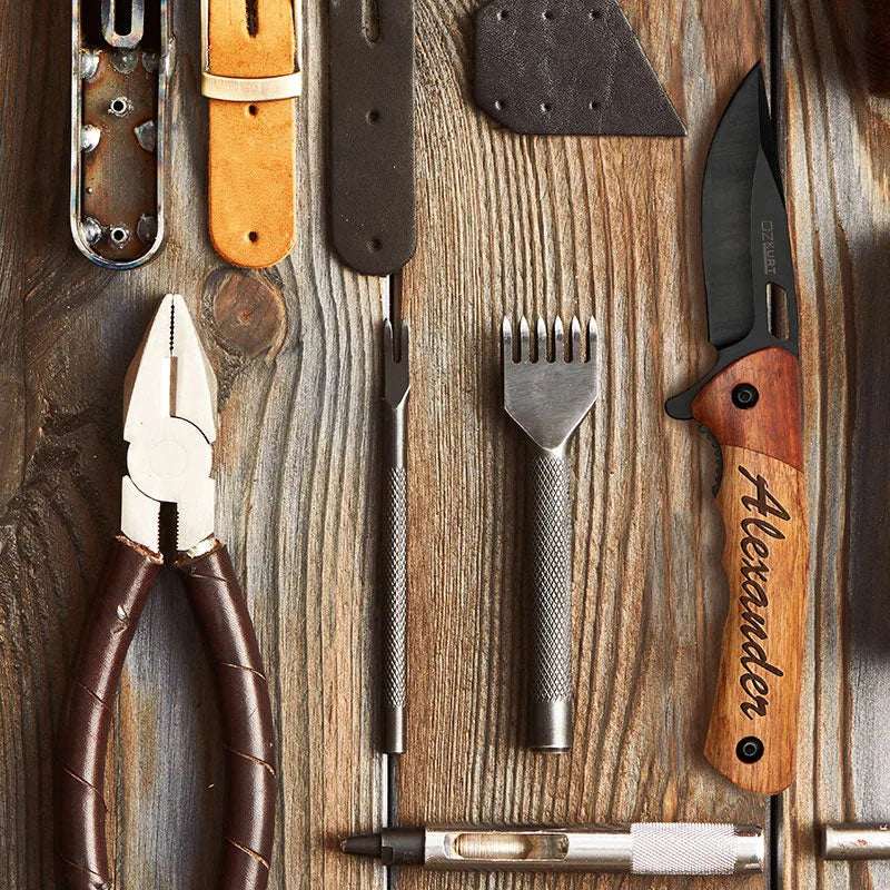Custom Wooden Handled Knife with Name Engraved by Ozkurt - GiftShire