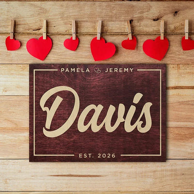 Customizable Wooden Couple Sign for Housewarming Touch