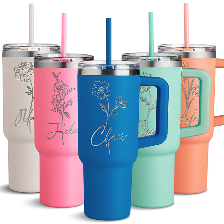 Customizable Large Tumbler with Ergonomic Handle