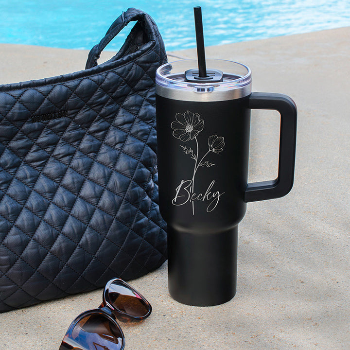 Customizable Large Tumbler with Ergonomic Handle