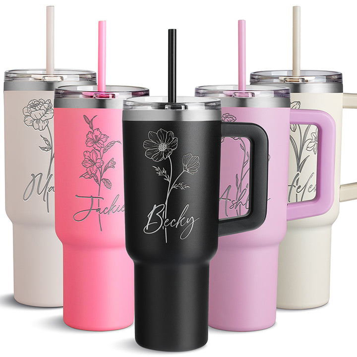 Customizable Large Tumbler with Ergonomic Handle