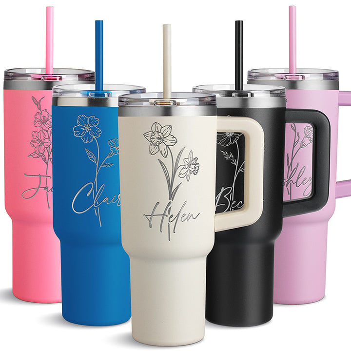 Customizable Large Tumbler with Ergonomic Handle