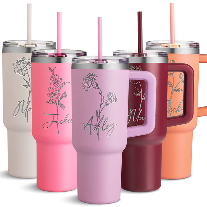 Customizable Large Tumbler with Ergonomic Handle