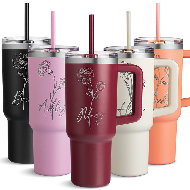 Customizable Large Tumbler with Ergonomic Handle