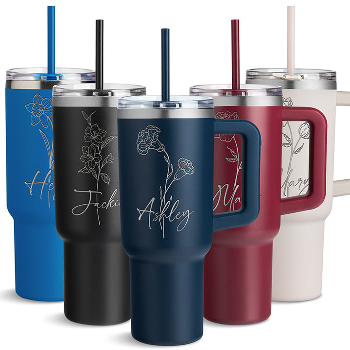 Customizable Large Tumbler with Ergonomic Handle