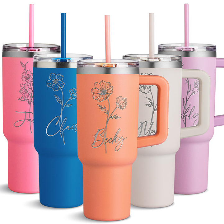 Customizable Large Tumbler with Ergonomic Handle