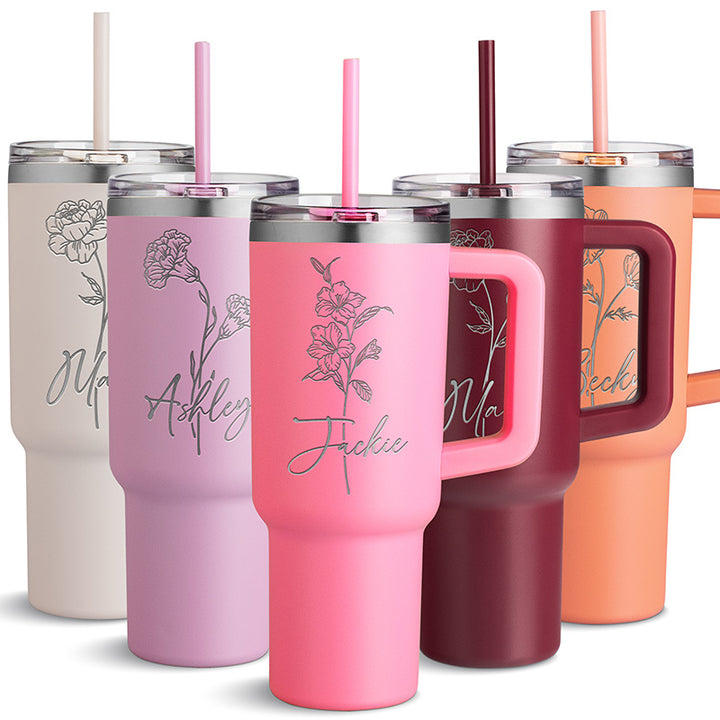 Customizable Large Tumbler with Ergonomic Handle