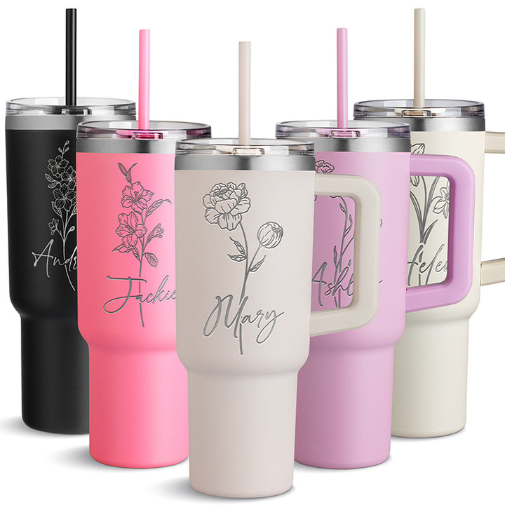 Customizable Large Tumbler with Ergonomic Handle