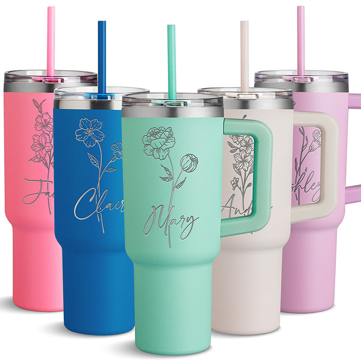 Customizable Large Tumbler with Ergonomic Handle