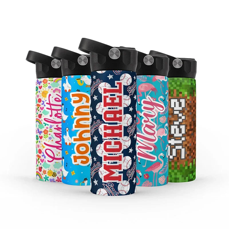 Cute Kids Personalized Colorful Water Bottles BPA Free - GiftShire