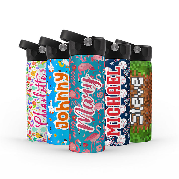 Cute Kids Personalized Colorful Water Bottles BPA Free - GiftShire