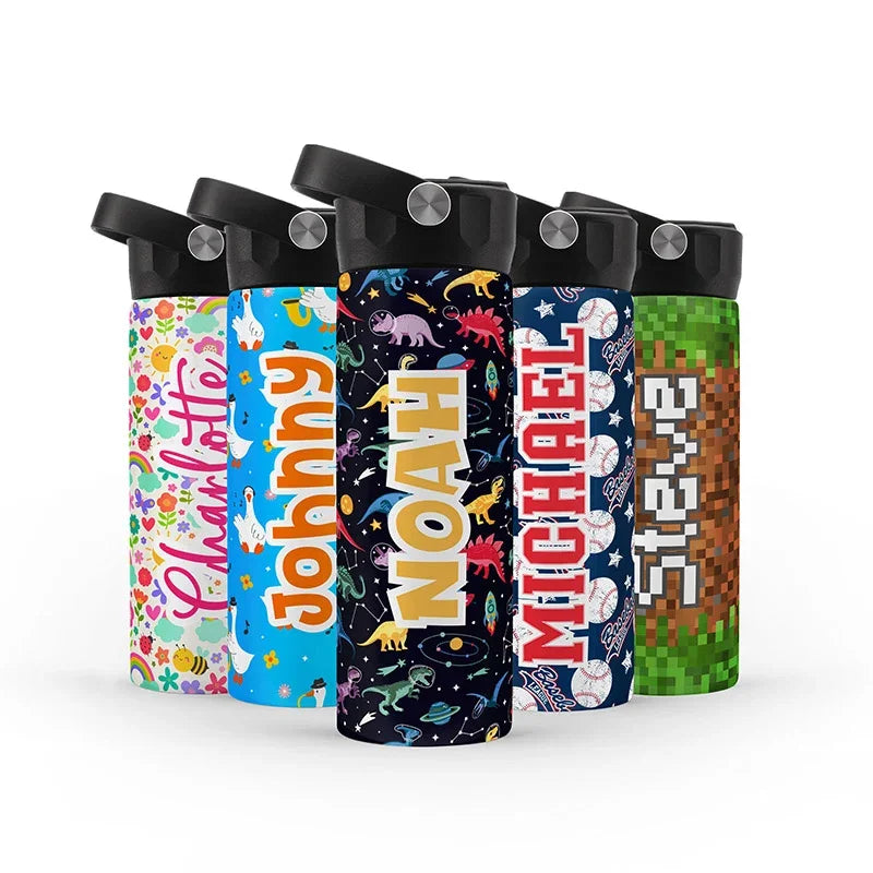 Cute Kids Personalized Colorful Water Bottles BPA Free - GiftShire