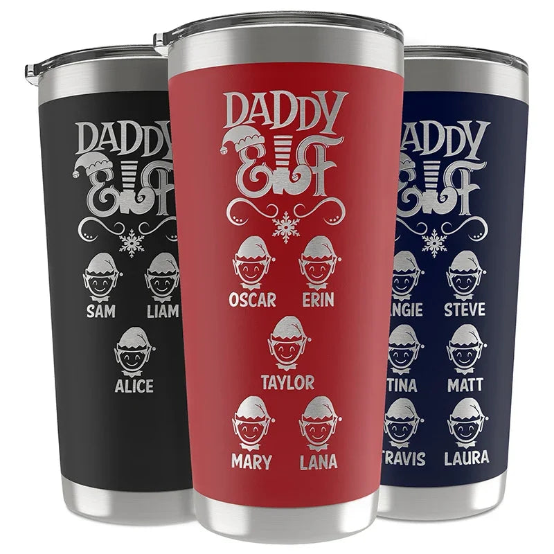 Daddy Elf and Mommy Elf Personalized Tumbler for Christmas - GiftShire