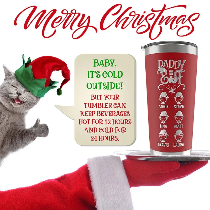 Daddy Elf and Mommy Elf Personalized Tumbler for Christmas - GiftShire