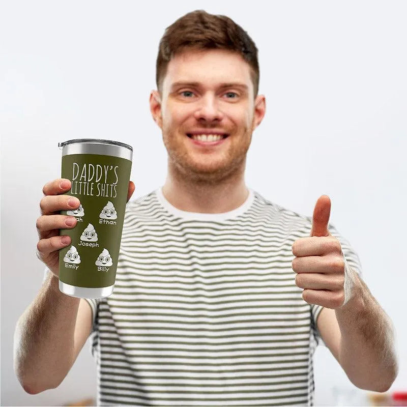 Funny Dad's Personalized Tumbler and His Little Shits - GiftShire