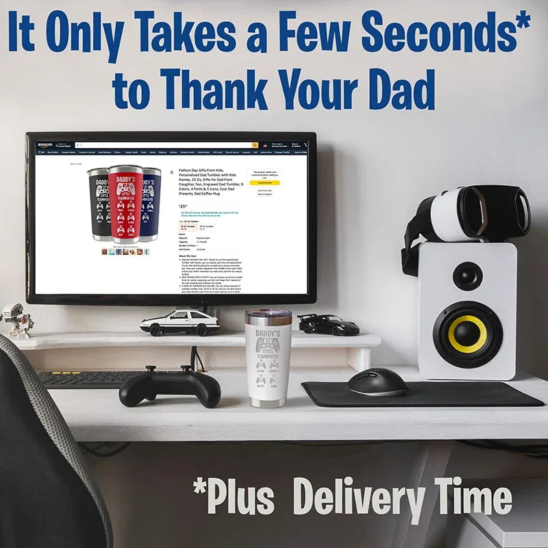 Daddy's Little Teammates Custom Tumbler For Gamer Dad & Kids - GiftShire