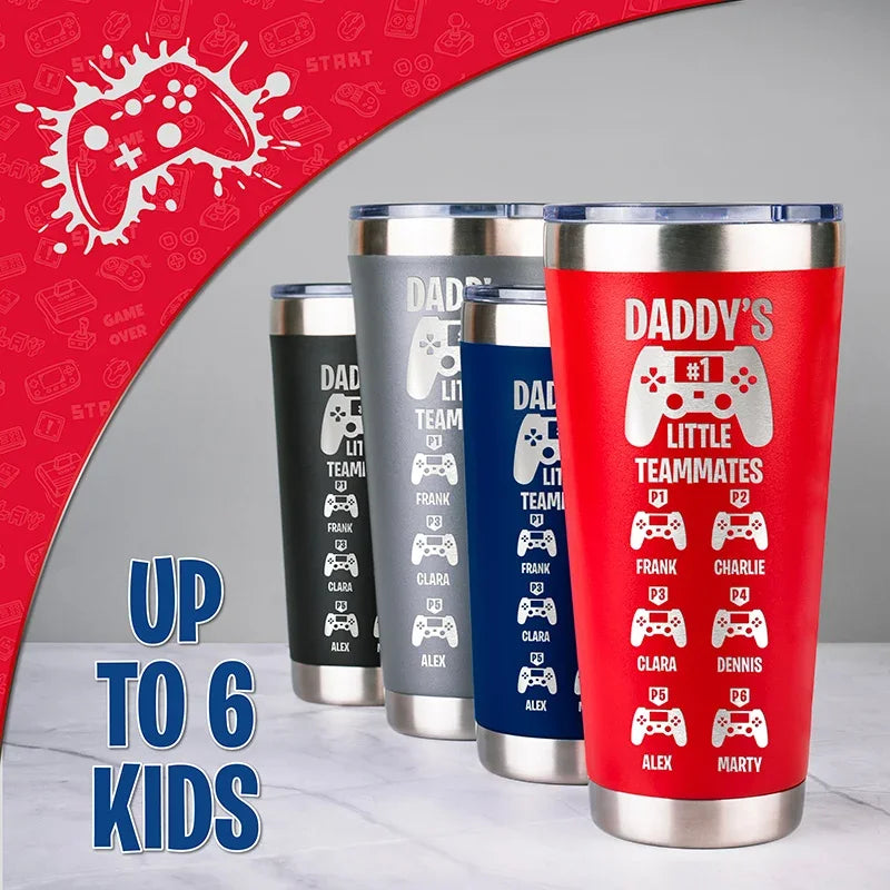Daddy's Little Teammates Custom Tumbler For Gamer Dad & Kids - GiftShire