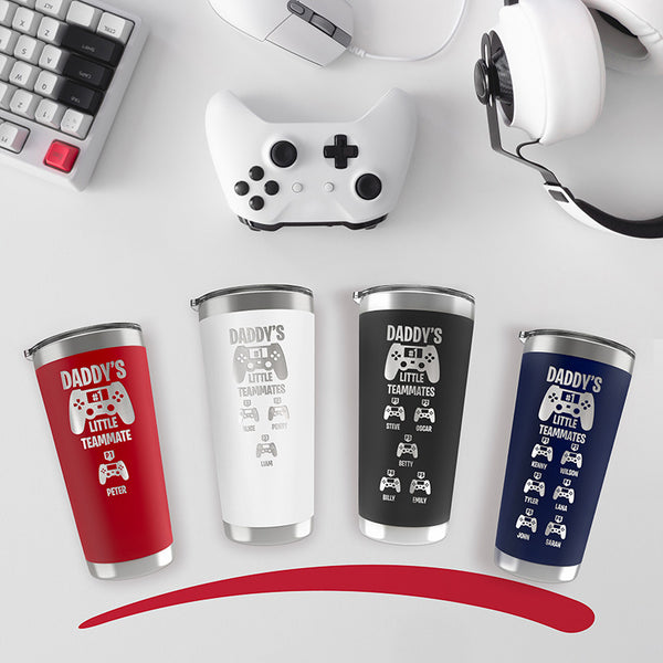 Daddy's Little Teammates Custom Tumbler For Gamer Dad & Kids - GiftShire