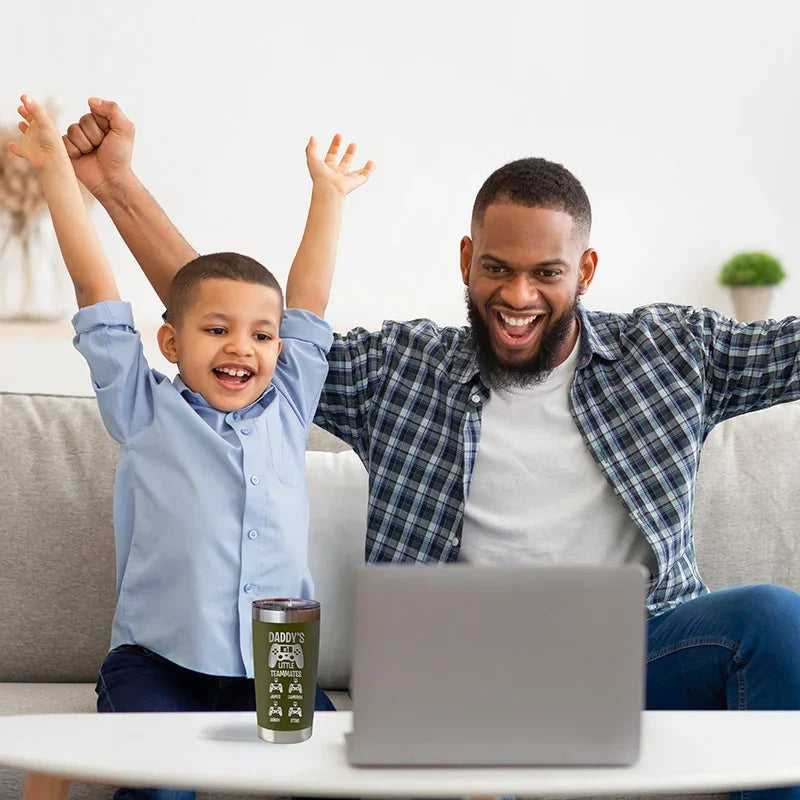 Daddy's Little Teammates Custom Tumbler For Gamer Dad & Kids - GiftShire
