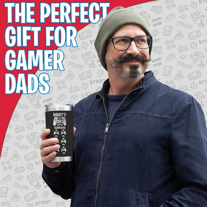 Daddy's Little Teammates Custom Tumbler For Gamer Dad & Kids - GiftShire