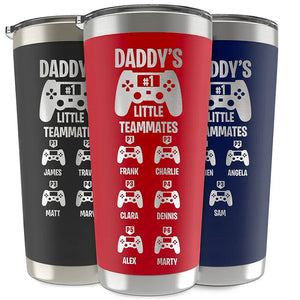 Daddy's Little Teammates Custom Tumbler For Gamer Dad & Kids - GiftShire