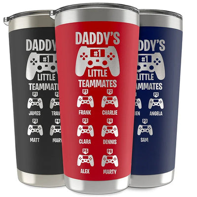 Daddy's Little Teammates Custom Tumbler For Gamer Dad & Kids - GiftShire